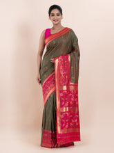 KAVVYA  TWO TONE PURPLE IKAT SAREE